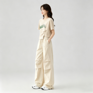 Women’s Casual Printed T-Shirt & Cargo Pants Set