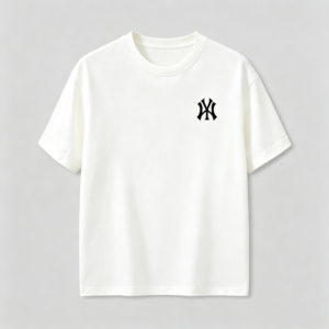 Minimalist Embroidered Crewneck T-Shirt – Casual Loose Fit Cotton Tee